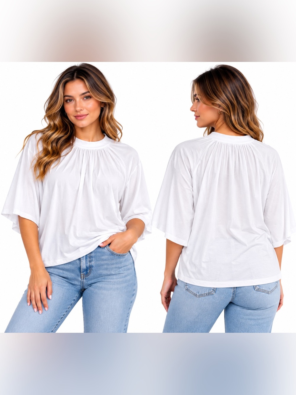 Nation LTD White Pima Cotton Blouse top Size Large